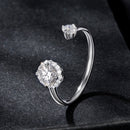 925 Sterling Silver Moissanite 0.5ct & 0.2ct Ring in Size E for Women-3