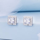 925 Sterling Silver Earrings with Pavé Setting CZ and Platinum Plating.-5