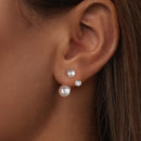 925 Sterling Silver Earrings with CZ and Synthetic Pearl, 1.7cm, White Gold Plated for Women-5