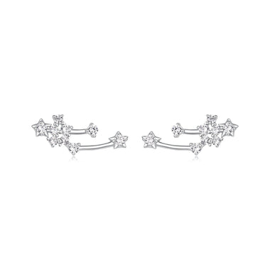 925 Sterling Silver & Brass White Gold Plated Earrings with CZ for Women
