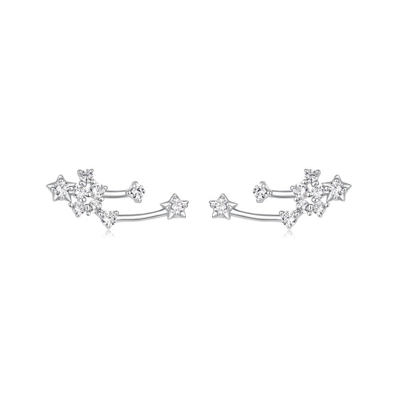 925 Sterling Silver & Brass White Gold Plated Earrings with CZ for Women