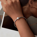 925 Sterling Silver White Gold Plated Bracelet 17.0 cm Inner Diameter 55mm for Women-5