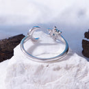 925 Sterling Silver Ring with Glass Snowflakes and Moon for Women-4
