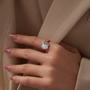 925 Sterling Silver Enamel Pavé CZ Ring for Women Size 1.3 cm-7