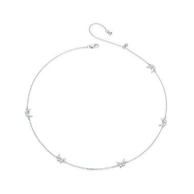 925 Sterling Silver Adjustable Necklace with White Gold Plating - 0