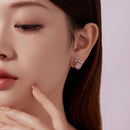925 Sterling Silver White Gold Plated Earrings with Transparent Glass, 1.6x1.2cm for Women-8