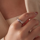 925 Sterling Silver White Gold Plated Bow-Knot Ring with CZ for Women-6