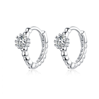 925 Sterling Silver Earrings with Pavé Setting CZ - 1cm for Women
