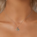 925 Sterling Silver Necklace with Transparent Glass and Pavé Setting CZ - Length 450mm-6