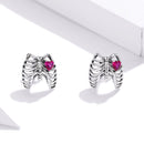 925 Sterling Silver Oxidized Pavé Setting CZ Earrings - 1x1cm for Women-3