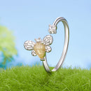 925 Sterling Silver White Gold Plated Jade Ring with CZ for Women-4