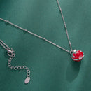 925 Sterling Silver White Gold Plated Enamel Necklace 40+5cm for Women-5