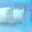 925 Sterling Silver Earrings with Pavé Setting CZ and Transparent Glass-4