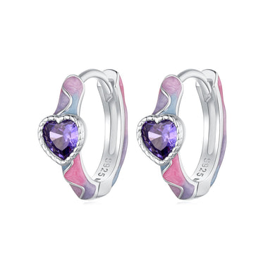 925 Sterling Silver Enamel Pavé Setting CZ Earrings for Women - 0