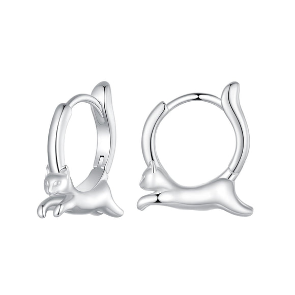 925 Sterling Silver Earrings for Women, Size 15*4mm, Inner Diameter 10mm, Plated Platinum
