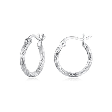 925 Sterling Silver Earrings with White Gold Plating - 0