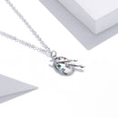925 Sterling Silver Adjustable Pendant Necklace with CZ in Platinum Finish-2