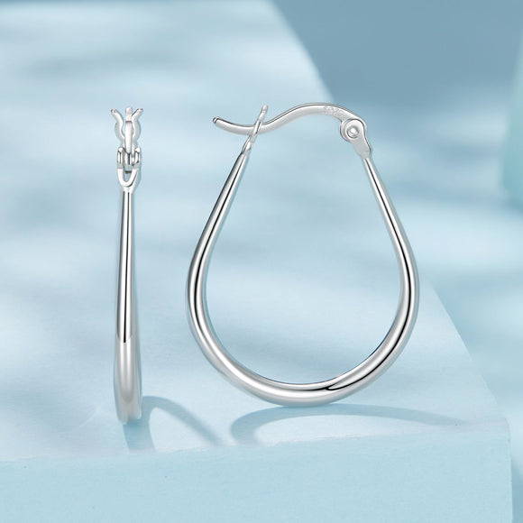 925 Sterling Silver Earrings for Women - 2.9x0.2cm, Plated White Gold, Style L