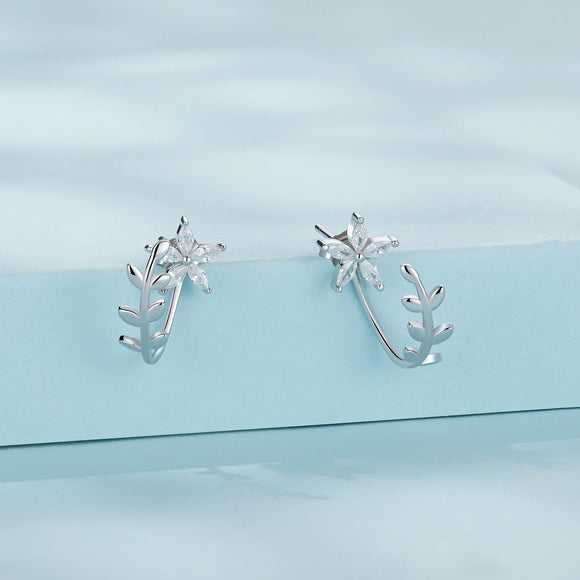 925 Sterling Silver Plated Platinum Earrings with CZ