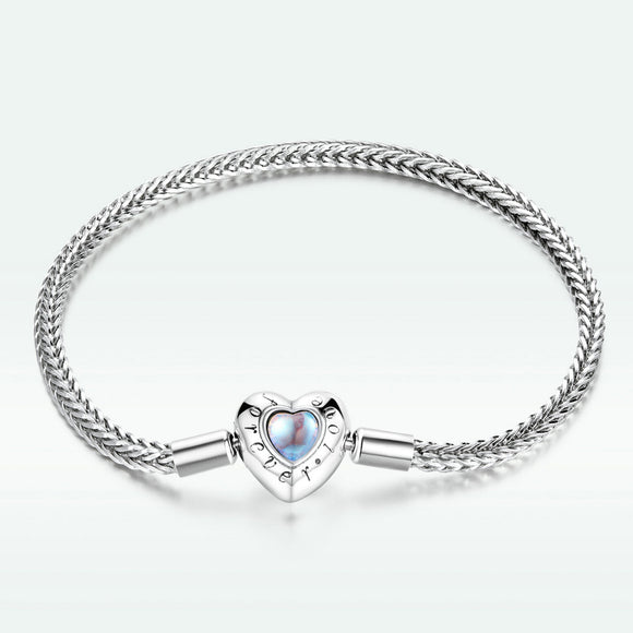 925 Sterling Silver Moonstone Bracelet 17cm for Women