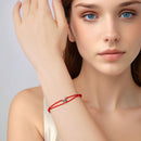925 Sterling Silver Adjustable Bracelet with CZ and Cotton Rope for Women-6