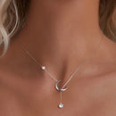 925 Sterling Silver Pavé Setting CZ Moon Necklace for Women-6
