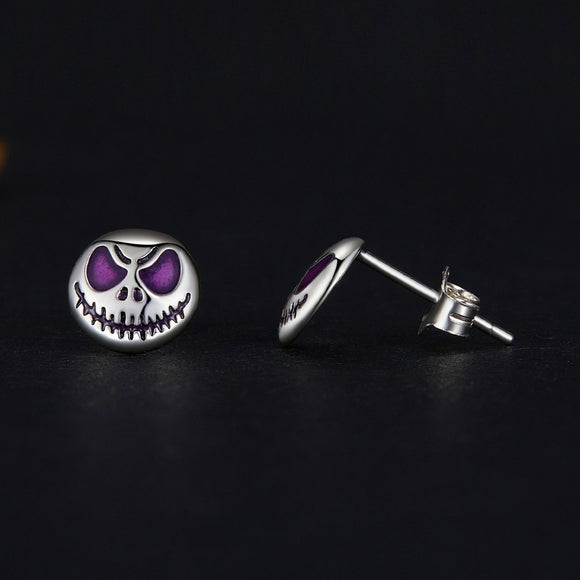 925 Sterling Silver Enamel Oxidized Earrings - 8mm for Women