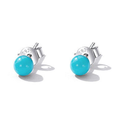 925 Sterling Silver Turquoise Earrings 0.4cm for Women - 0