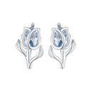 925 Sterling Silver Synthetic Spinel Earrings with Platinum Plating - 12x7mm-1