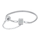 925 Sterling Silver Bracelet 17cm with Pavé Setting CZ for Women-2