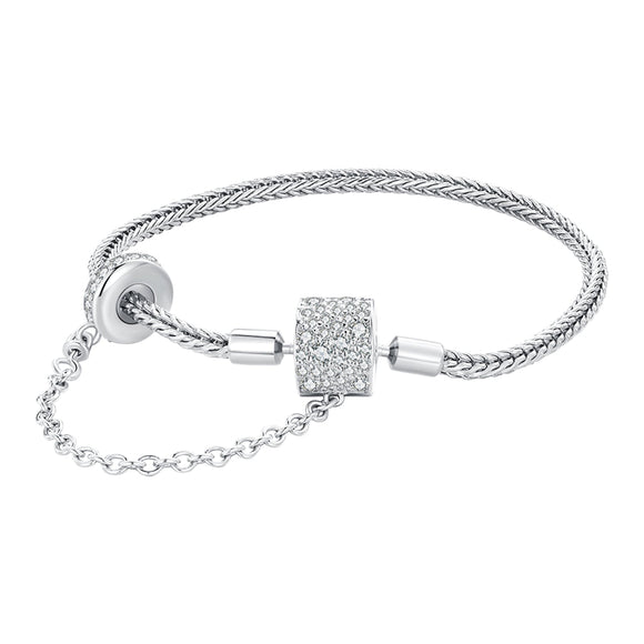 925 Sterling Silver Bracelet 17cm with Pavé Setting CZ for Women