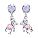 925 Sterling Silver Earrings with Translucent Opal and CZ for Women-1