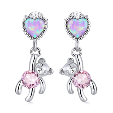 925 Sterling Silver Earrings with Translucent Opal and CZ for Women