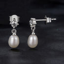 925 Sterling Silver Moissanite 0.10 Carat Earrings with Freshwater Pearl for Women-3