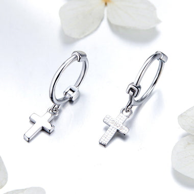 925 Sterling Silver Earrings Plated Platinum 1.9*0.5cm for Women - 0