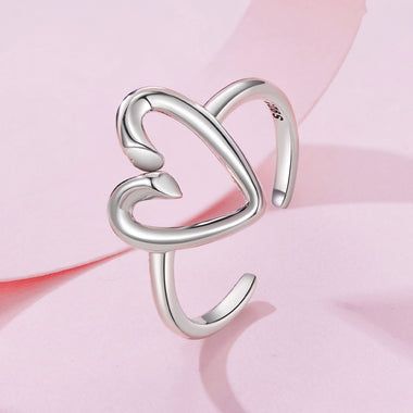 925 Sterling Silver Oxidized Silver Heart Ring for Women - 0