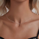 925 Sterling Silver Necklace with White Gold Plating, Length 40+5cm, Chain Thickness 0.08cm, for Women-4