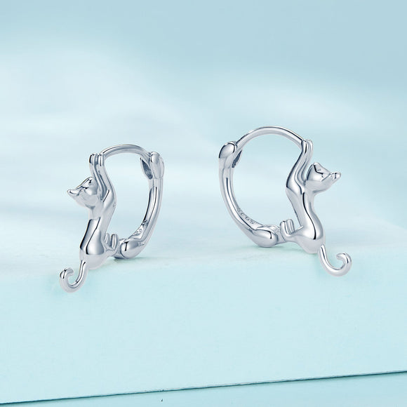 925 Sterling Silver Plated Gold Earrings Size 1.8cm for Women