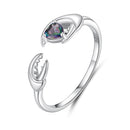 925 Sterling Silver Transparent Glass Oxidized Silver Ring for Women-1