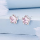 925 Sterling Silver Earrings with Pavé Setting CZ and Transparent Glass for Women-3