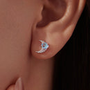 925 Sterling Silver White Gold Plated Moonstone & CZ Earrings-5