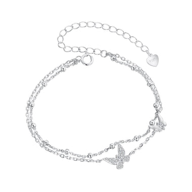 925 Sterling Silver Bracelets with Platinum Plating and CZ Stones - 150+60mm