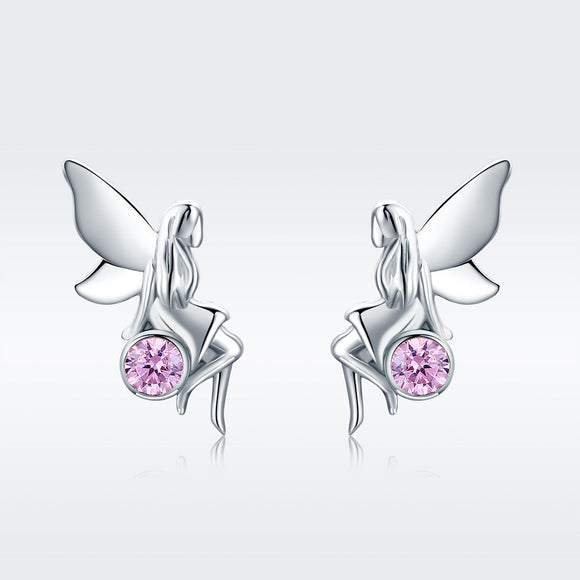 925 Sterling Silver Earrings with Pavé Setting CZ, 1.6*0.7 cm for Women
