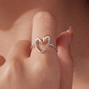 925 Sterling Silver Oxidized Silver Heart Ring for Women-6