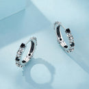 S925 Oxidized Silver Pavé CZ Earrings Size 14*2.5mm for Women-6
