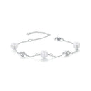 925 Sterling Silver 3mm Moissanite & Shell Pearl Bracelet for Women-2