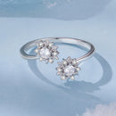 925 Sterling Silver Snowflake Ring with Pavé CZ in White Gold for Women-3