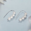 925 Sterling Silver White Gold Plated Earrings with Quality Shell Pearl, 2.1*0.5cm for Women-6
