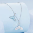 925 Sterling Silver Necklace with CZ & Enamel - 40+5cm Length, Fishtail Design for Women-2