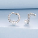 925 Sterling Silver White Gold Plated 1.6cm Hoop Earrings with Synthetic Pearl for Women-2
